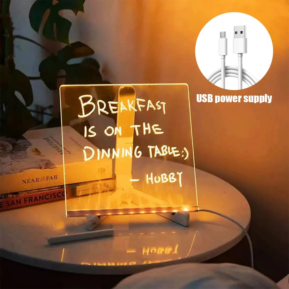 Light up Dry Erase Board LED Letter Message Board with 7 Colorful Pens with Light Acrylic Drawing Board for Office School Home