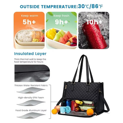 Portable Lunch Tote Bag for Women Multi Purpose Insulated Lunch Shoulder Pouch Makeup Bag Durable Waterproof Travel Bag 2025 New